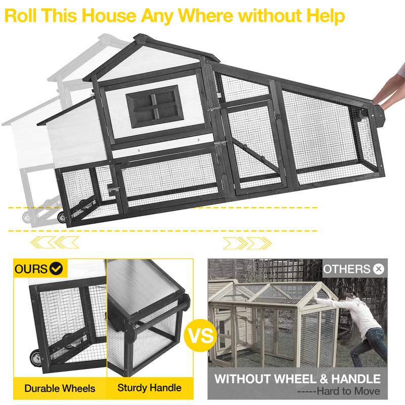 【DealsForYouDays】Aivituvin-AIR23 Wooden Chicken Coop on Wheels for 2-3 Hens,Chicken Tractor