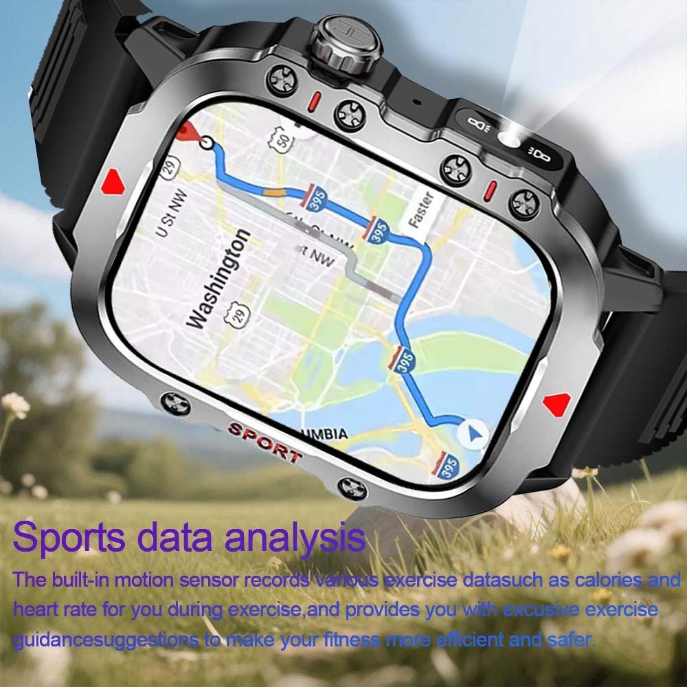 2.01 Inch Business Smart Watch Men Screen Wireless Calling/Dial Multi-Sport Modes Call & Message Alerts Custom Wallpaper LED Light Smartwatch Flashlight Compatible With IOS/Android