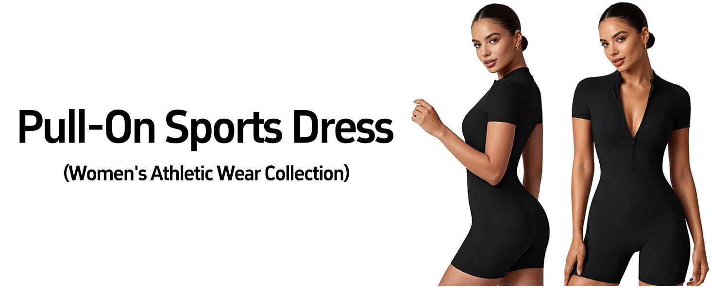 Outdoors & Sports Body Suits for Womens Black Bodysuit Zip Tummy Control Yoga Workout Work Out Gym Set Athletic Jumpsuit Romper Shorts