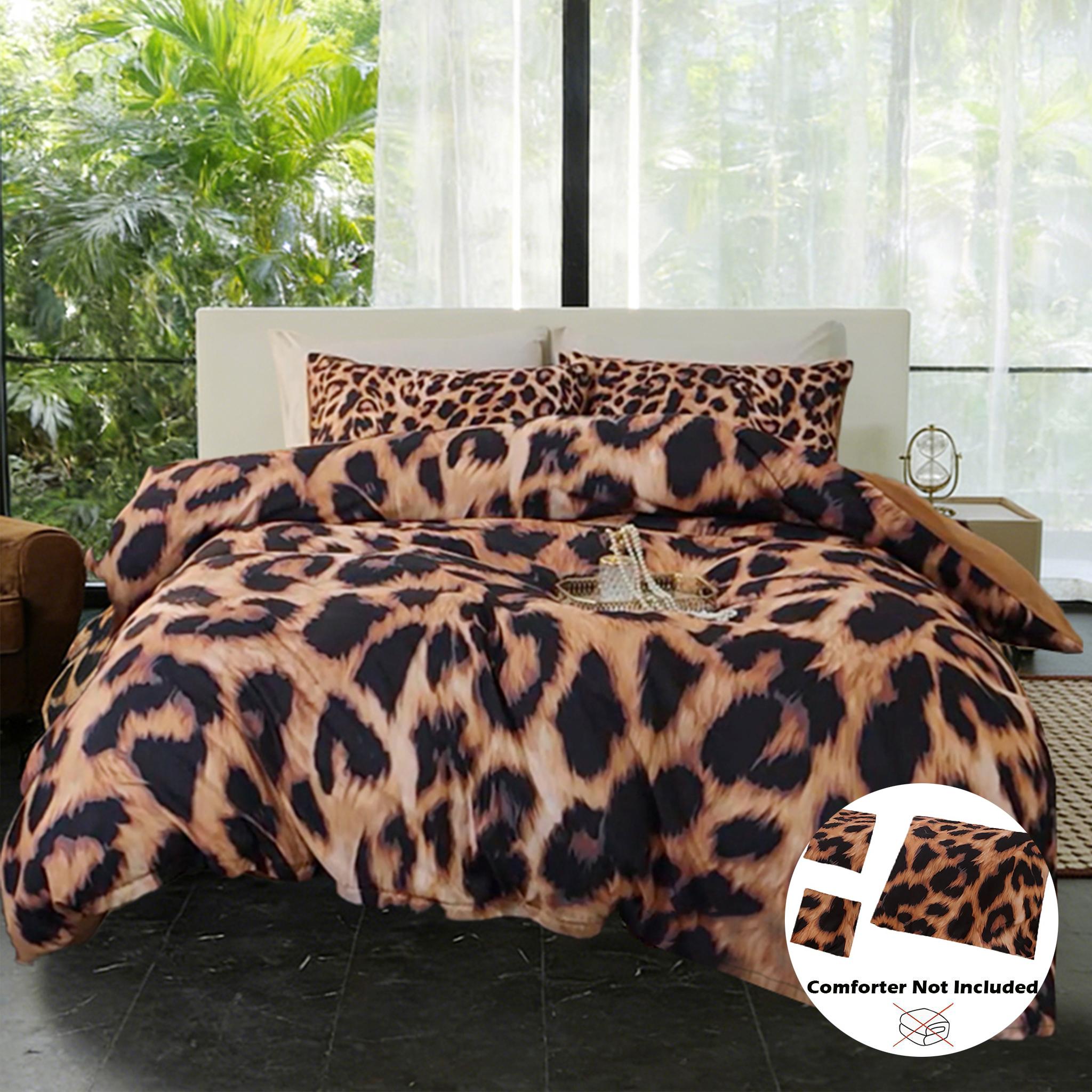 3pcs Leopard Print Bedding Set, Includes 1 Duvet Cover + 2 Pillowcases No insert, Soft and Comfortable, Perfect Gift for Bedroom Decor