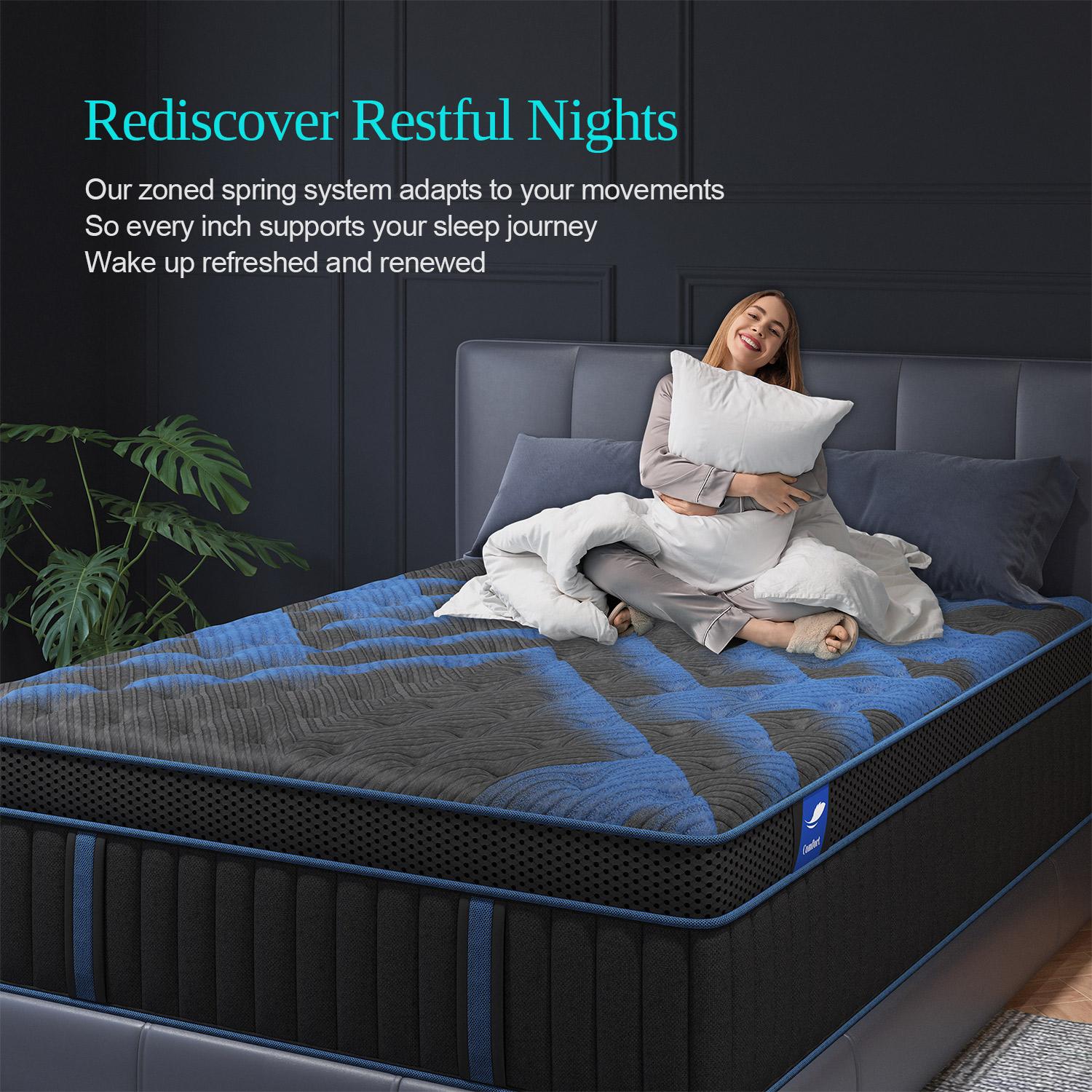 12/14inch Twin Full Queen King Mattress in a Box, Hybrid Mattresses with Gel Memory Foam and Individually Pocket Innerspring Euro Top Medium Firm for Motion Isolation, Edge Support