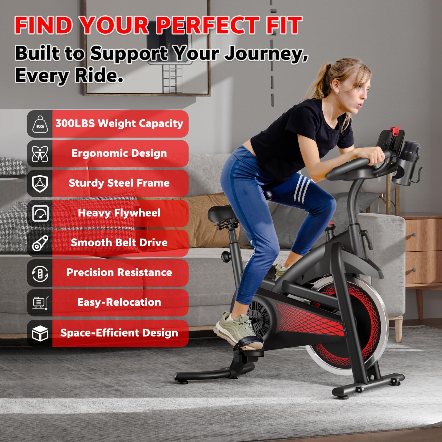 [New arrived] Exercise Bike 18LBS Flywheel ,Spinning bike 300 LBS Maximum load capacity;E bike Cycle Adjustable Brake Button; Adjustable Handlebar Height; Adjustable Seat Height.