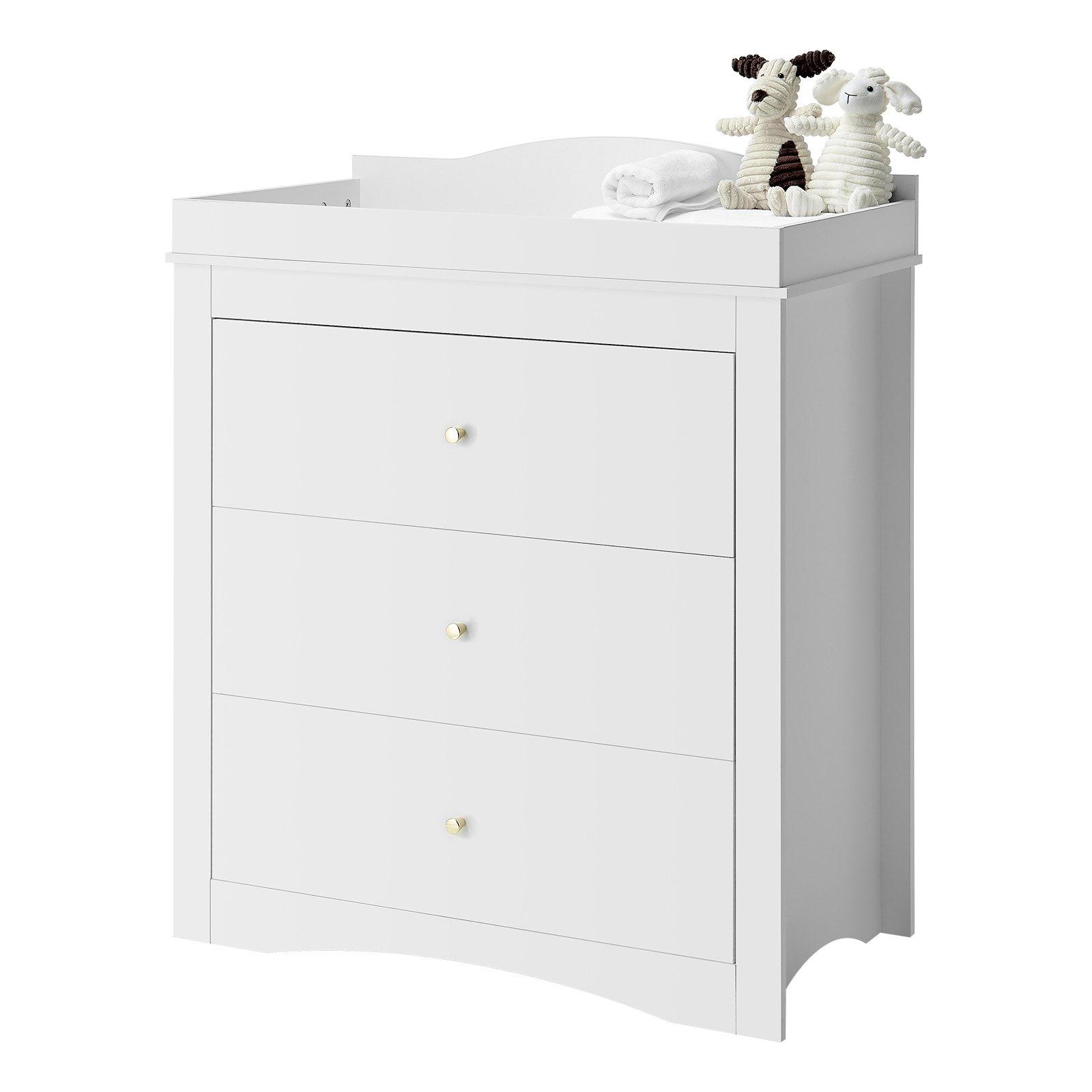 VEVOR Changing Table Dresser, Baby Diaper Change Station with 3 Drawers, Multi-Functional Modern Changing Table Dresser with Storage Organizer Nursery for Children's Room, White