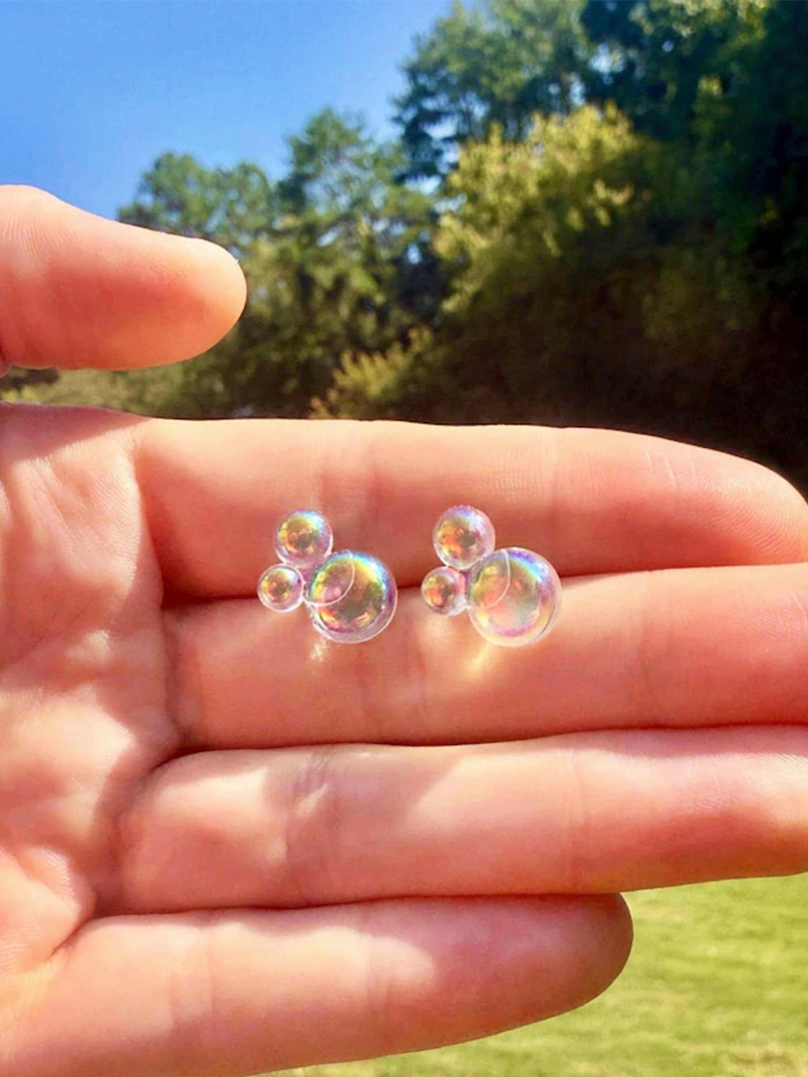 1Pair Rainbow Bubble Earrings, Color-Changing Magic, Handmade Witch Theme Gift, Flat Bottom Design, Perfect for Unique Accessories, Witchy Jewelry