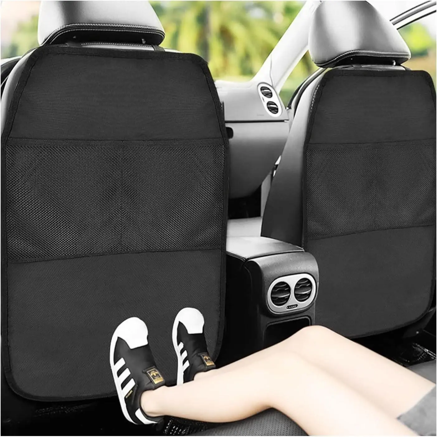 2 count Kick Mat  Seat Protector,   Backseat Protective Kick Mat with 2 Mesh Pockets, Large  Seat  Kick Mat Organizer for ,  Accessories