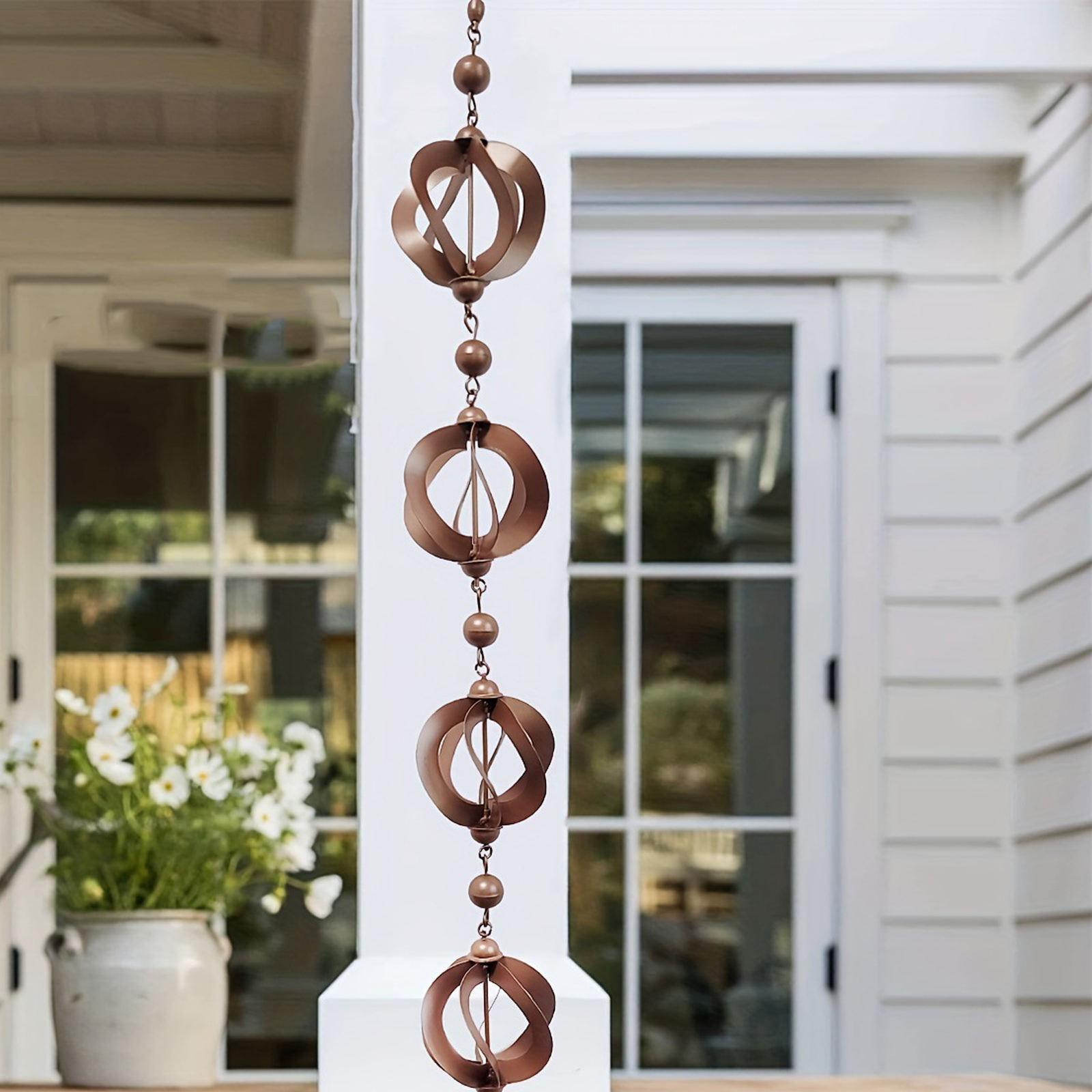 1pc Rain Chain Hanging, Wind Chime, Outdoor Garden Decor, Wall Mounted, Mushroom Design, Rotating Rain Chain, Room & Window Decoration