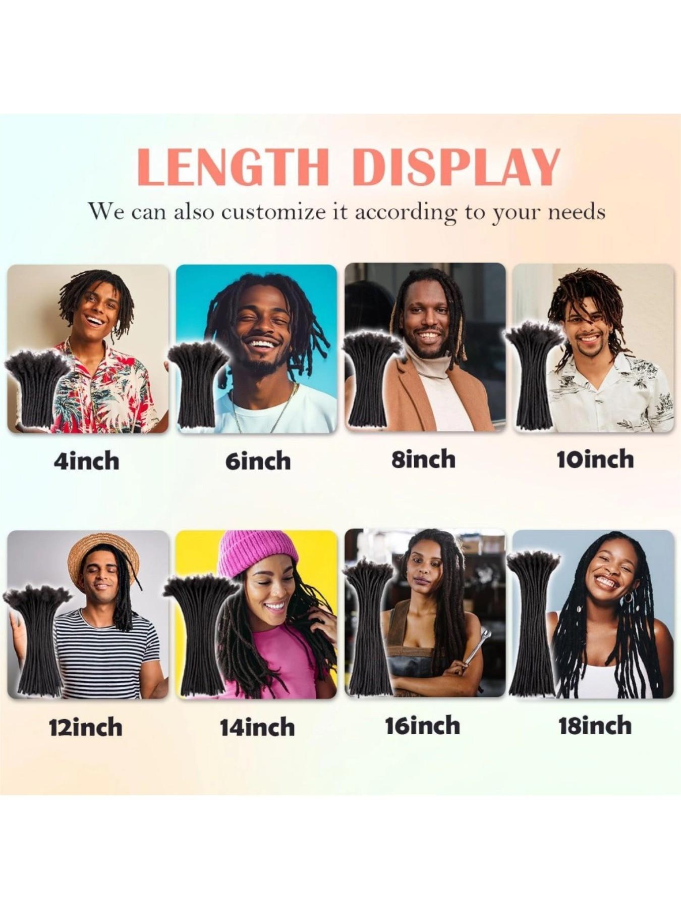 Interlocking Loc Extensions Human Hair for Women Men Full Handmade Permanent Dreads Locs, 0.6cm Width 100% Human Hair Dreadlock Extensions, Soft Human Hair Dreads Extensions, Natural Black (4-16 inch 10-100 Strands, 1B 0.6cm)