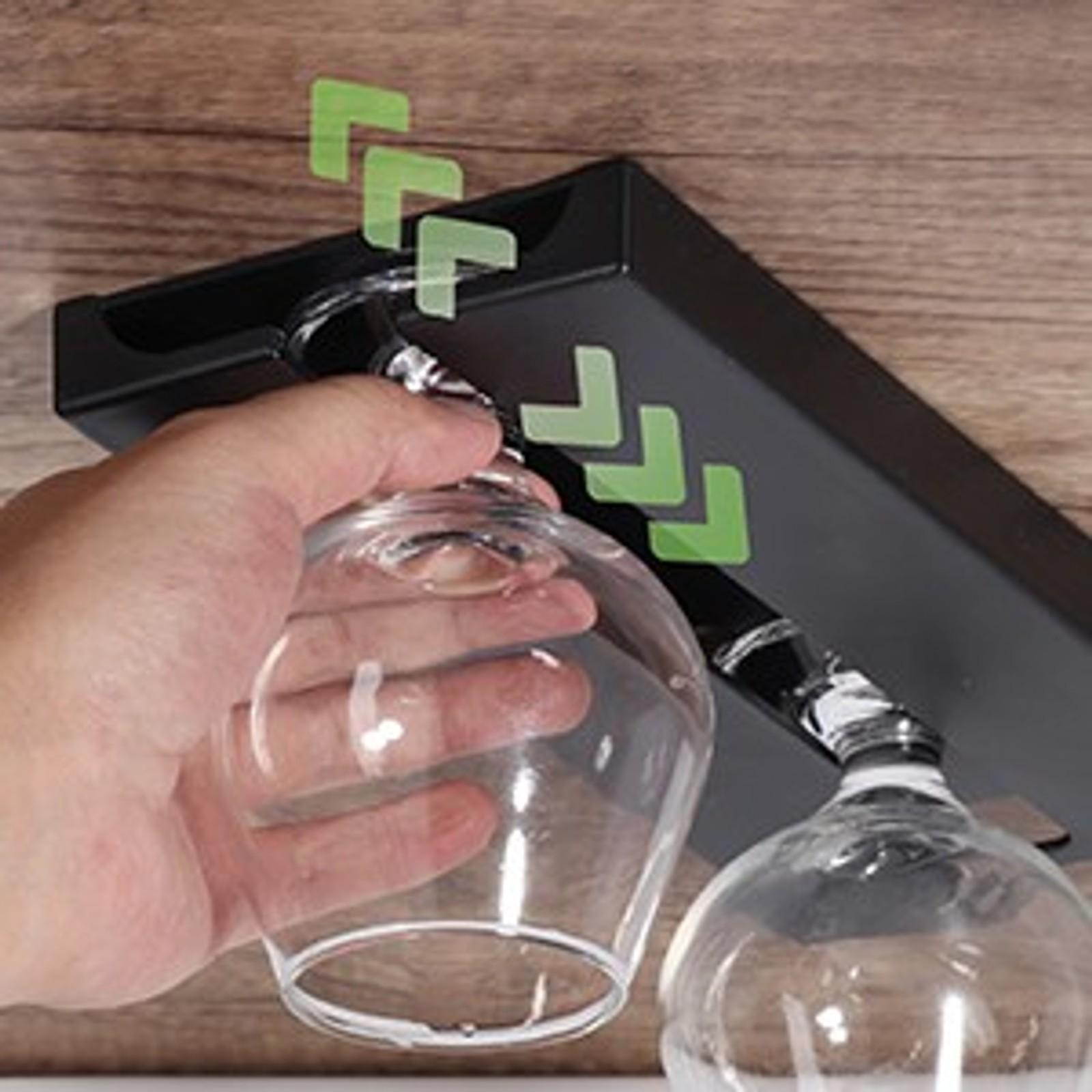 Wine Glass Holder Stemware Rack Hanger Under Cabinet or Counter for Bar,Kitchen and Restaurant Set of 4(black)