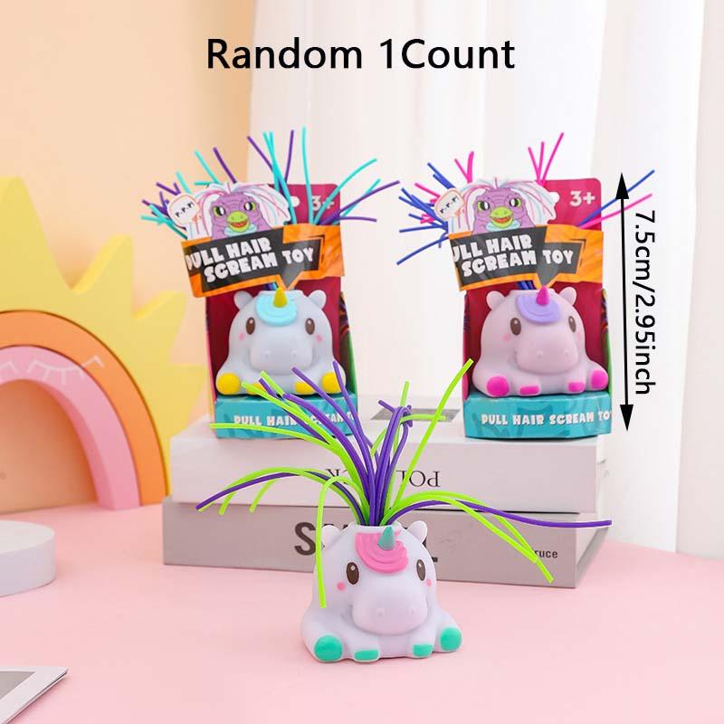 Random Color Screaming Toy, Novelty Funny Hair Pulling Will be Screaming Squeeze Toy for Kids