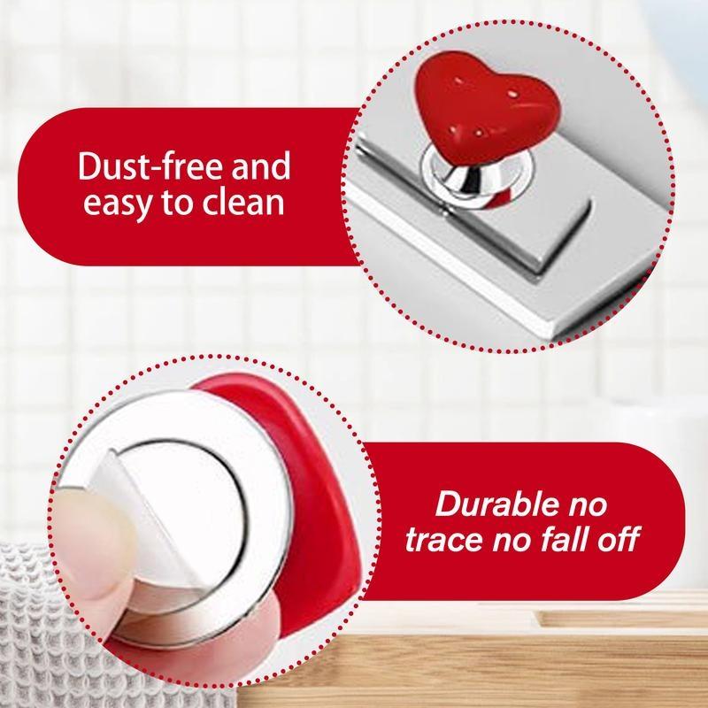 3-Piece Heart-Shaped Toilet Tank Button Push Rod, Long Nail Protection Flush Lever, Easy-Press Toilet Button Aid for Comfortable Use
