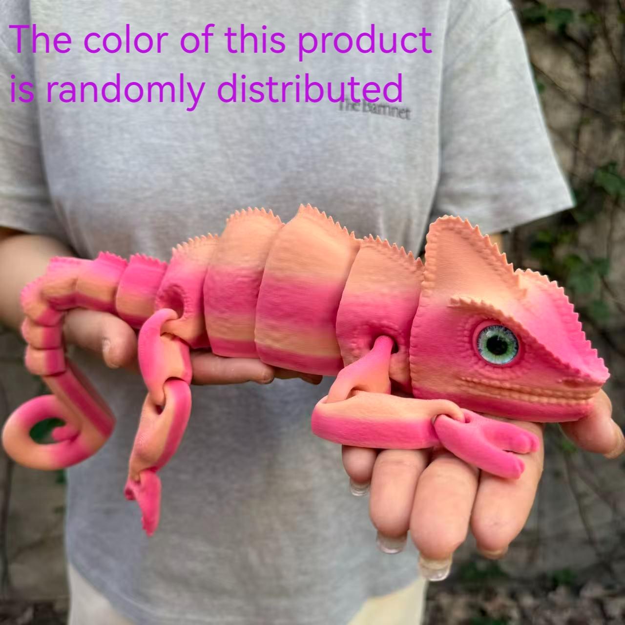 3D Printed Chameleon Figurine with Realistic Eyes, Moving Joints, Articulated Fidget Figurines, Home Decor, Christmas Gift, Birthday Present, Animal Statue