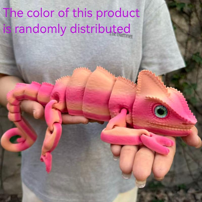 3D Printed Chameleon Figurine with Realistic Eyes, Moving Joints, Articulated Fidget Figurines, Home Decor, Christmas Gift, Birthday Present, Animal Statue