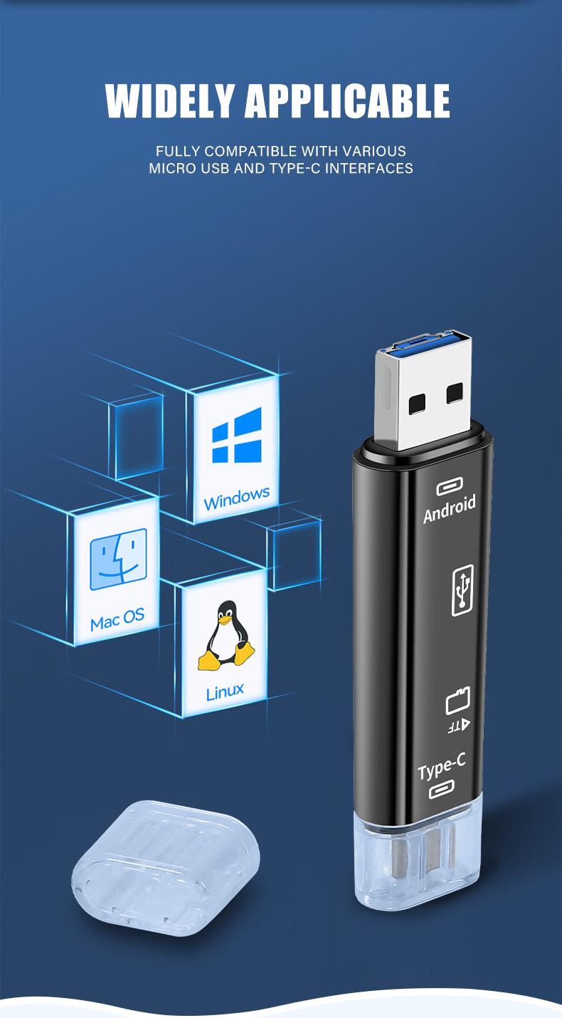 New 5 IN 1 Multifunction USB 3.0 Type C USB Micro USB SD TF Memory Card Reader For Android Computer Dock OTG Type C Adapter New 5 IN 1 Multifunction USB 3.0 Type C USB Micro USB SD TF Memory Card Reader For Android Computer Dock OTG Type C Adapter