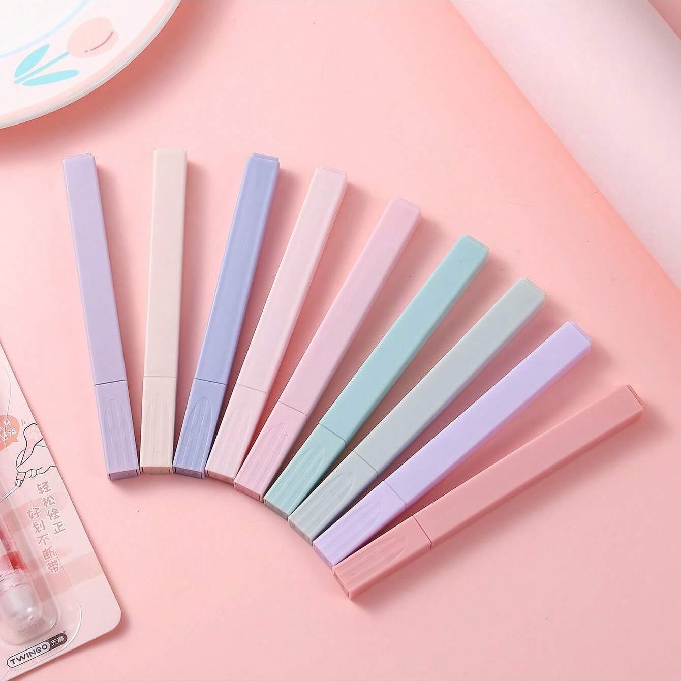 Morandi Aesthetic Square Fluorescent Pens, Soft Tip Angled Markers, Non-Bleed, Quick Dry, Ideal for Journals, Notes, Student Supplies