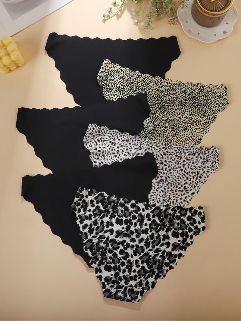 Women's & Leopard Print Underwear Set, Comfortable Seamless Design, Perfect for Yoga & Daily Wear, All Season Essentials
