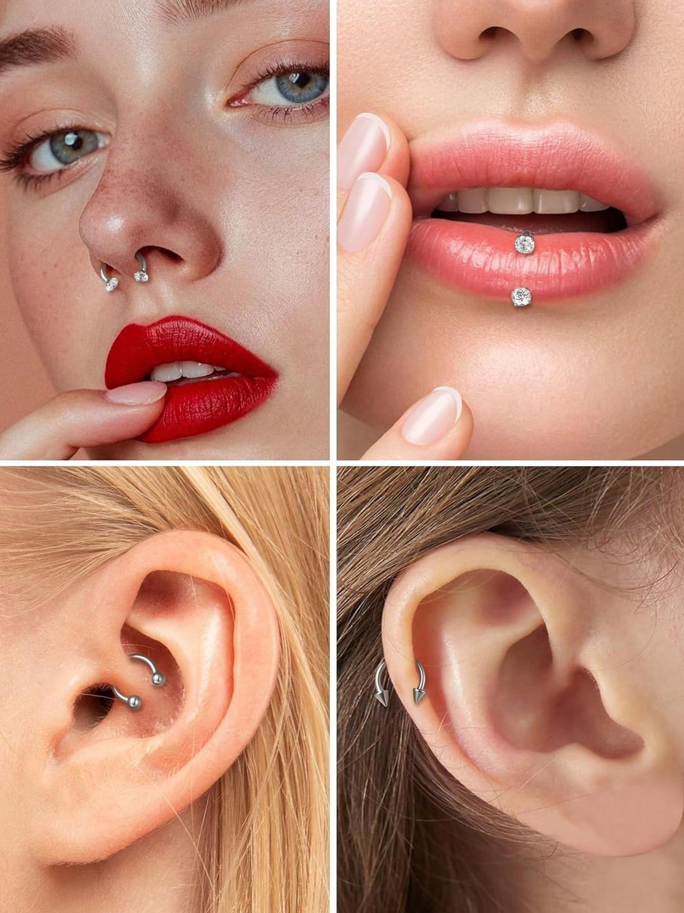 Unisex Horseshoe Nose Ring, 16g Stainless Steel, 8mm, Inner Thread Design, Suitable for Ear Lobe, Septum, Cartilage, Lip Piercing Jewelry, Septum Pierced Ring