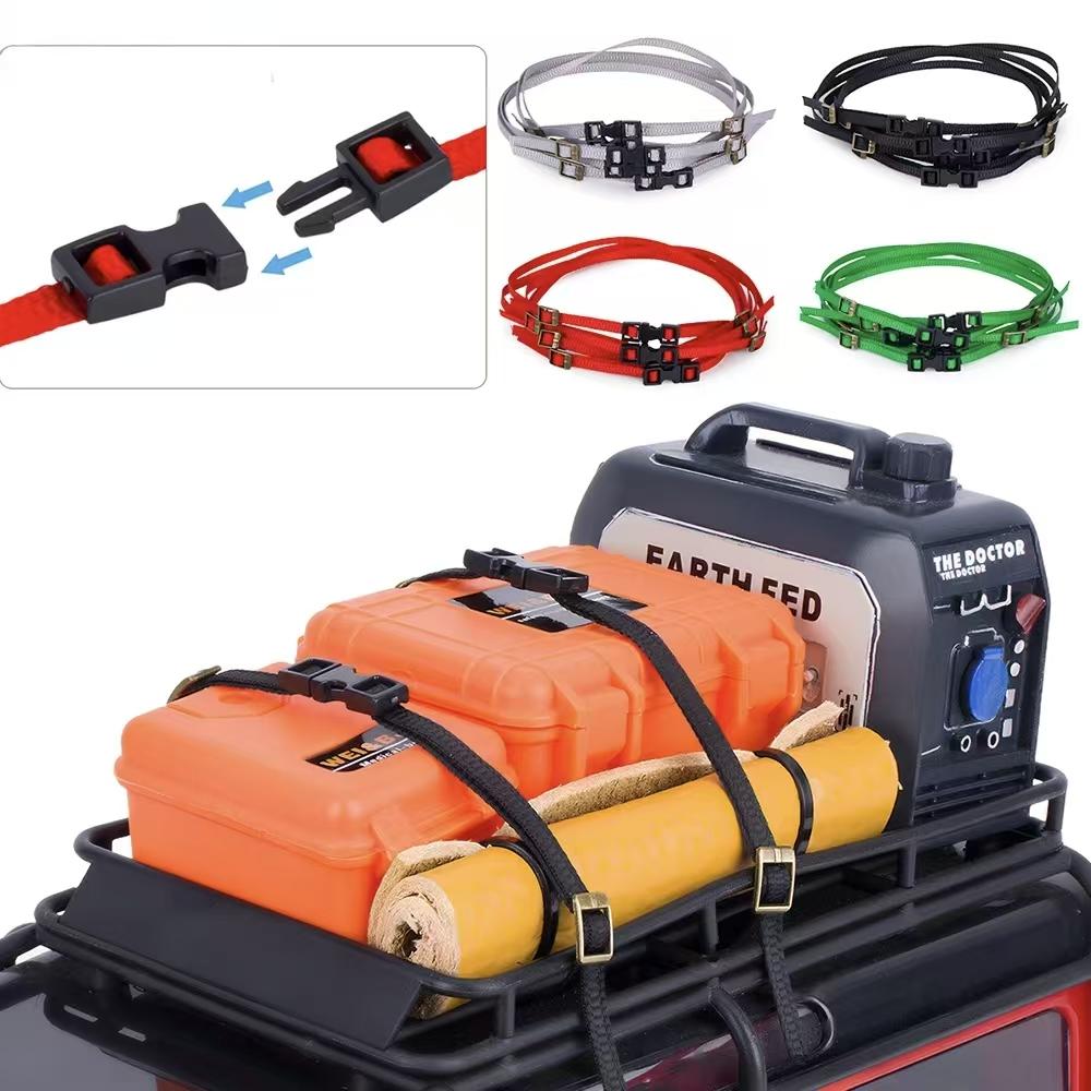 1/10 1/18 1/24 Scale RC Crawler Accessories, 5PCS 30CM Nylon Tie Down Ropes with Buckles for TRX4M SCX24 Roof Rack