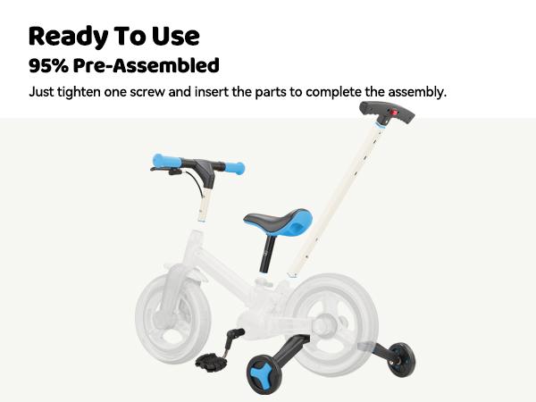 【ChristmasGifts】JMMD Multi-Functional 6-in-1 Toddler Bike for 18-60M Baby Balance Bike with Training Wheels, Pedals & Push Handle | Ride-On Toy with Brakes & Kickstand | First Birthday Gift for Boys & Girls one kid