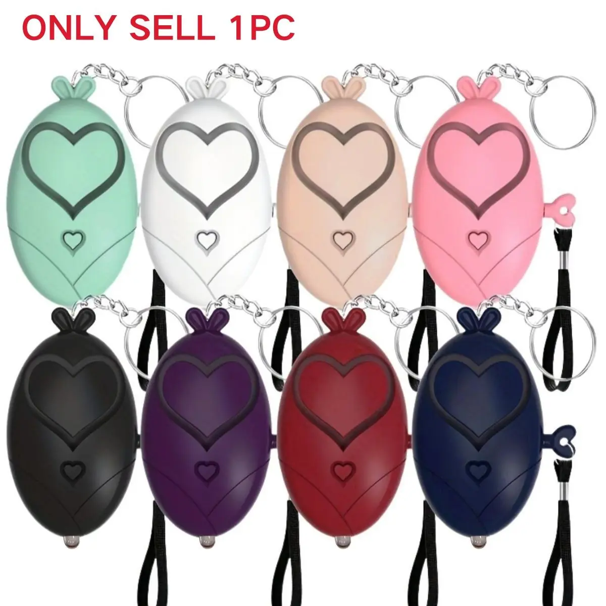 Heart-Shaped Portable Durable Personal Alarm, Keychain Design for Women and Seniors, LED Light Self-Defense Alarm, Emergency Safety Device