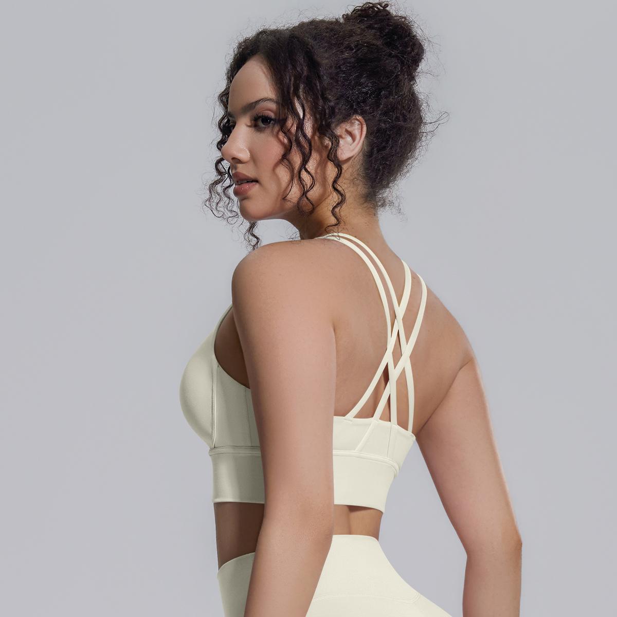 Summer Cross Straps Woman Yoga Bra Shock-absorbing Running Yoga Tank Top with Chest Pad Sexy Beautiful Back Gym Yoga Brassiere