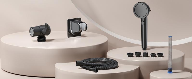 Sink Hose Attachment for Faucet with 5 Adapters, Tub Faucet Sprayer Attachment, 3 Spray Modes Shower Head with ON/OFF Button, Filtered Shower Sprayer Attachment for Tub Faucet