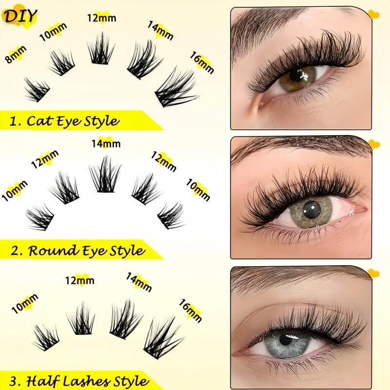 Natural Eyelash Clusters Mixed Lengths 8-16mm, Thin Soft Design, Suitable for DIY False Lashes, Enhance Eye Charm, Made in China