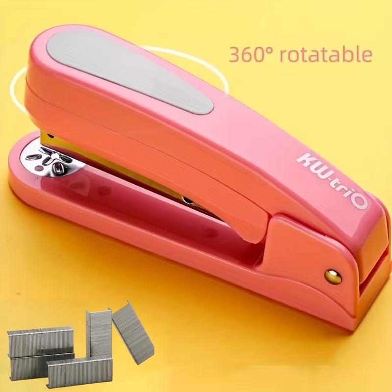 360 Rotatable Stapler, Uses 24/6 Staples, Effortless Long Stapler, School Paper Staplers, Office Bookbinding Supplies