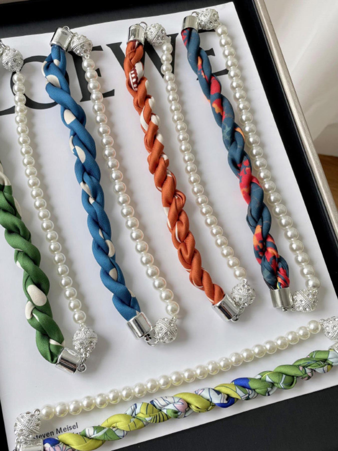 Magnetic Pearl Scarf Necklace, Detachable Pearl Necklace Bracelet, Elegant Collarbone Chain, Versatile Accessory for All Occasions