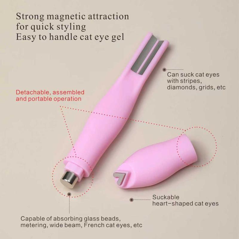 1-piece 3-in-1 Cat Eye Magnet - Heart Moon Pattern Design, Pink/Green/Blue, Durable Plastic with Magnet, Odorless Gel Polisher, Metallic Texture, Creative Heart-Shape Handle Nail Art Kit, Professional & DIY Nail Tools, Holiday haul-Christmas gift