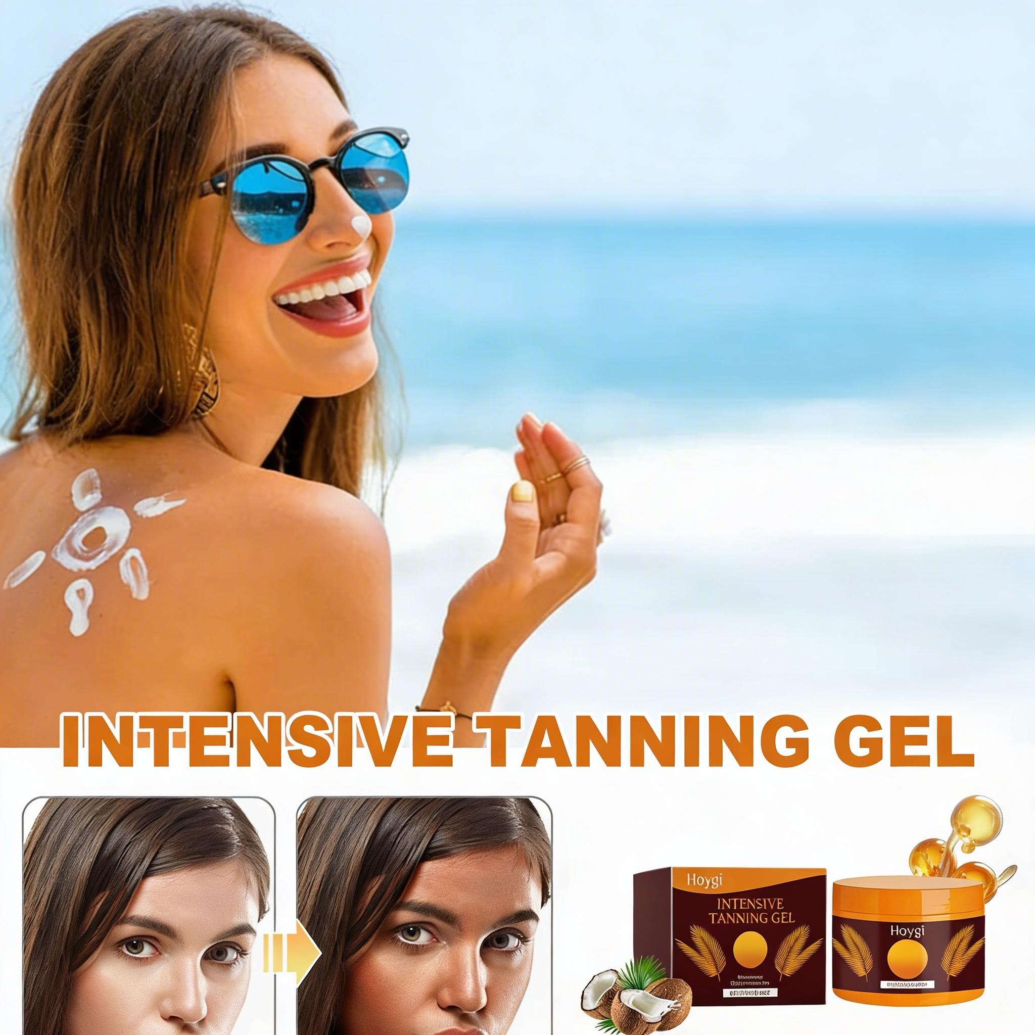 HOYGI Intensive Tanning Gel with Coconut Extract & Vitamin E, Deep Radiant Sun-Kissed Bronze, Hydrating Formula for Streak-Free Glow, Indoor/Outdoor Use All Skin Types natural