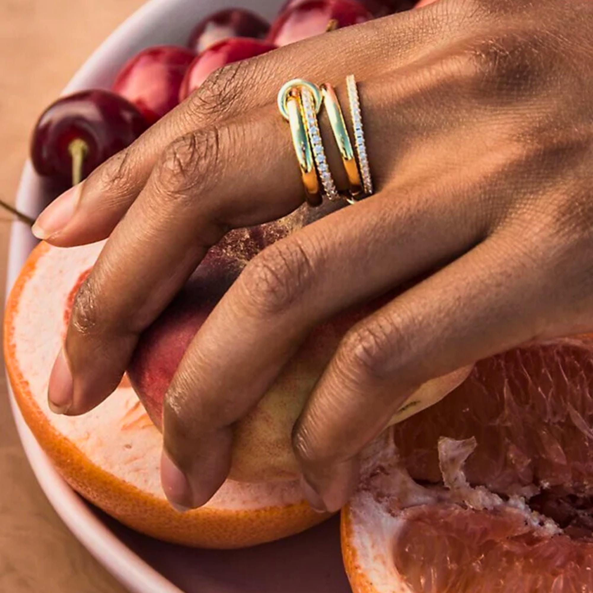 Gold Stackable Rings for Women Non Tarnish, Cubic Zirconja Rings, Silver Gold Multi Ring Mixed Metals Stack Rings Set