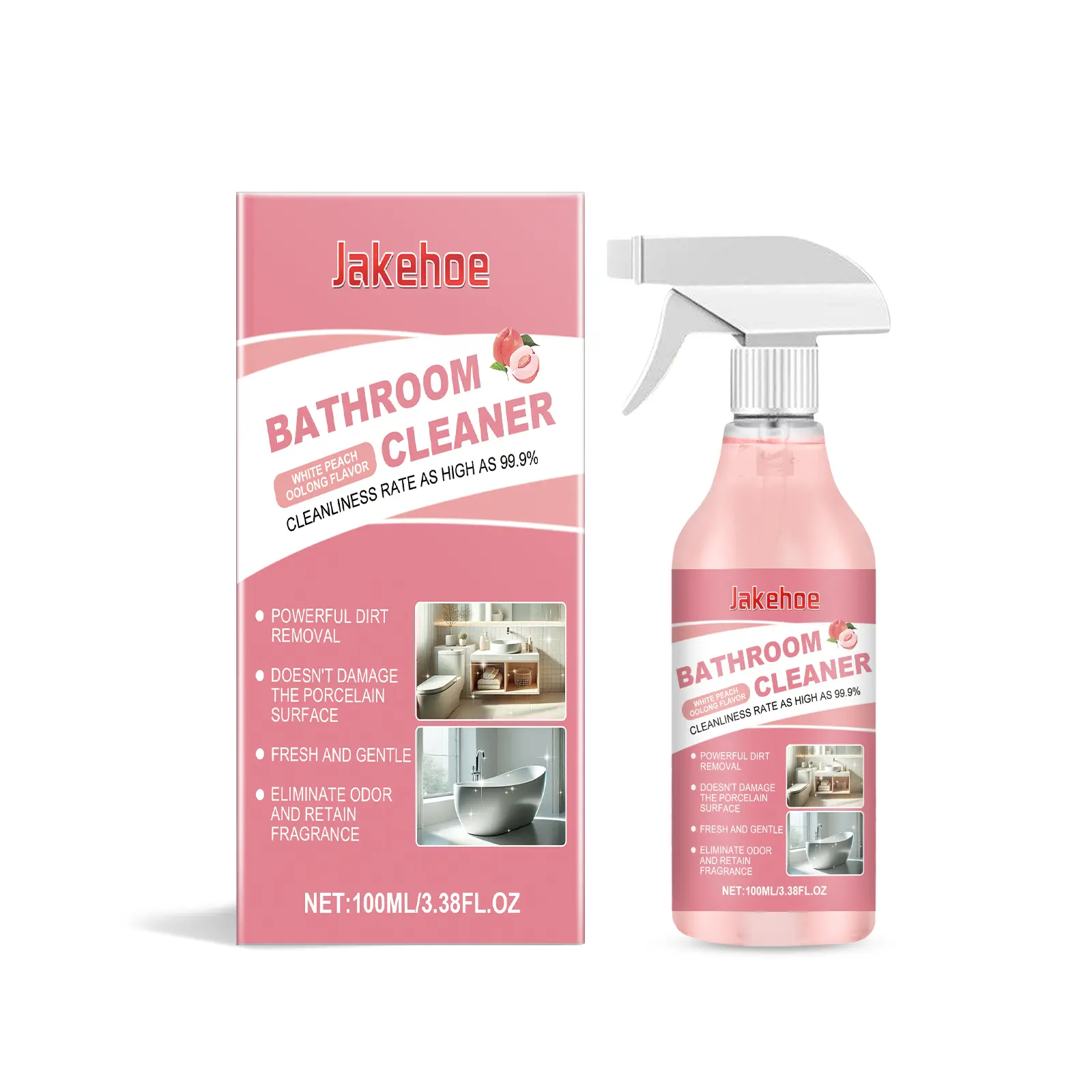 Tea & Peach Scented Bathroom Surface Spray - Fresh, Gentle Home Care Stain Remover, Bacteria Inhibitor for Toilet, Glass & Bowl Surfaces, Deep Nano Cleaning, Pine Scent, Daily Tough Dirt Removal