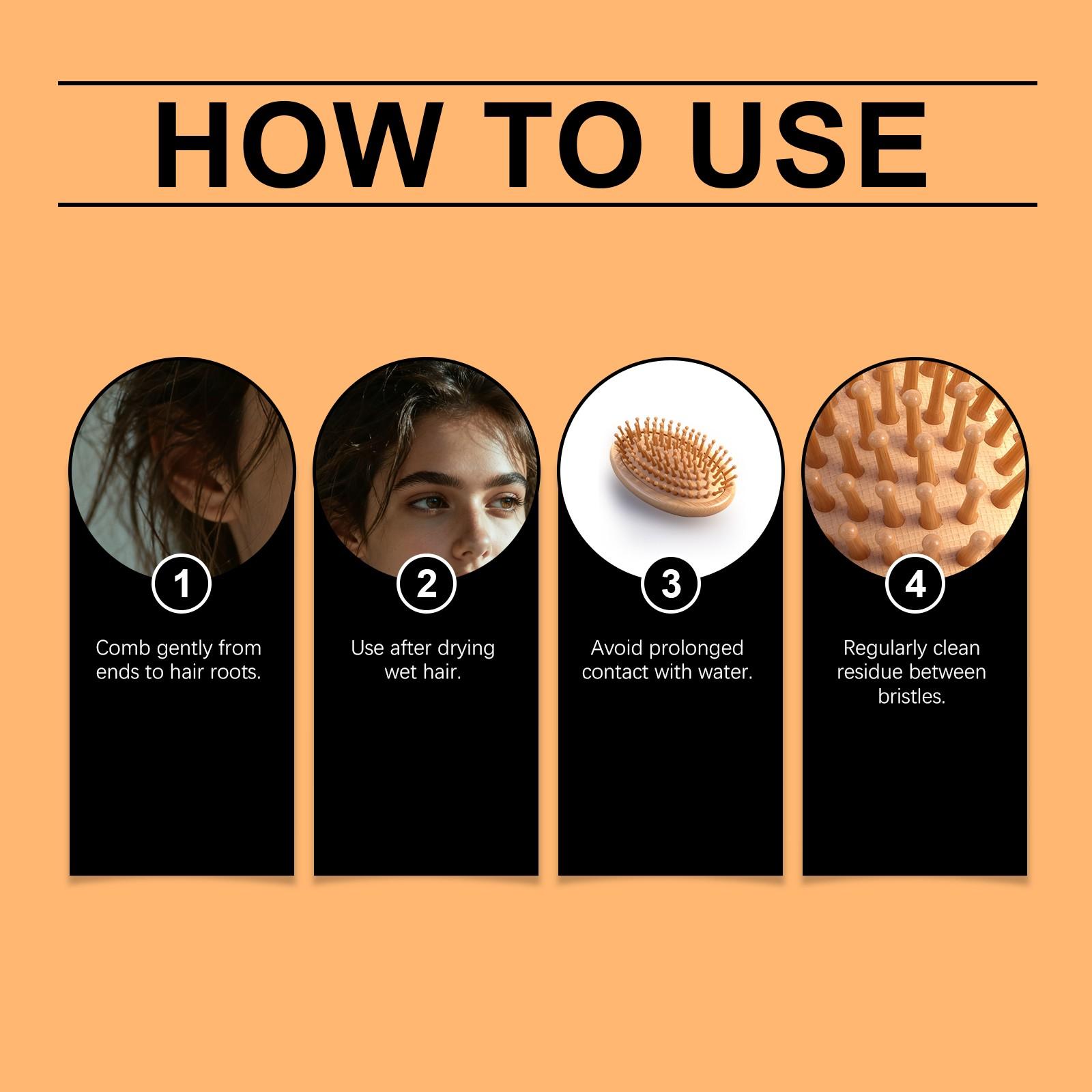 Portable Bamboo Cushion Comb, Hair Massage Brush for Daily Use, Soft Air Cushion Design, Ideal for Styling and Relaxing Hair