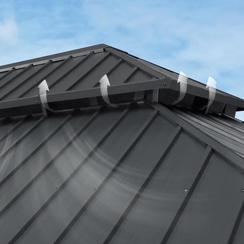 PURPLE LEAF 12' x 16' Patio Gazebo For Backyard | Hardtop Galvanized Steel Grey Frame With Upgrade Curtain