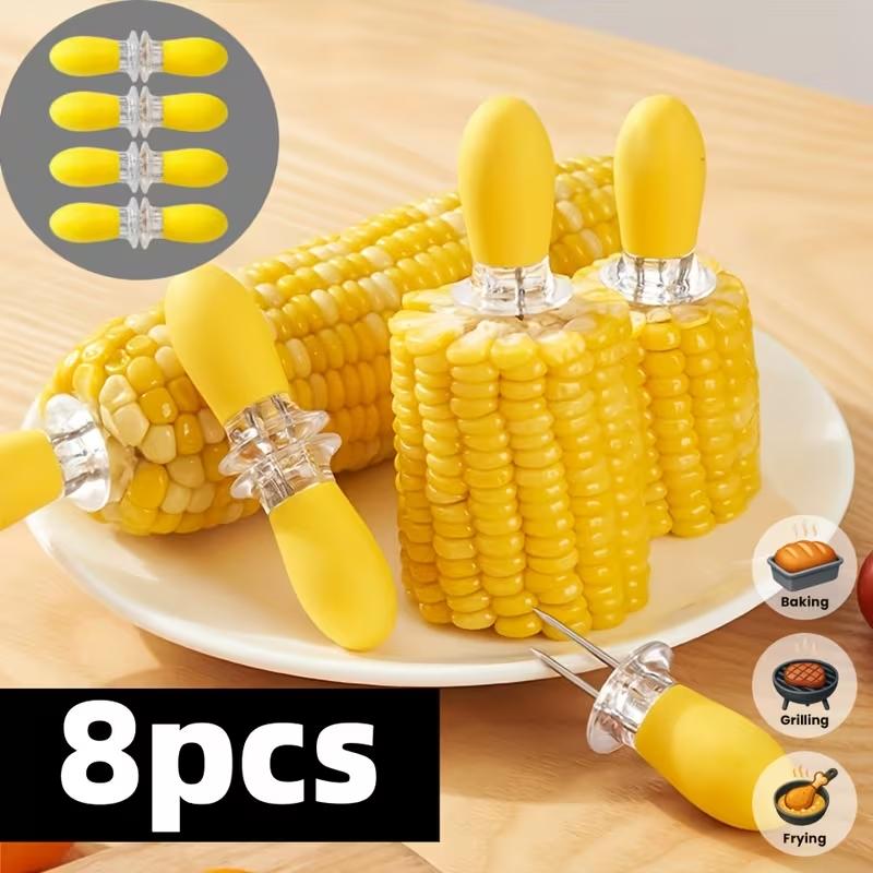8pcs Multifunctional Corn Grilling Needle, Stainless Steel Barbecue Skewer, Easy to Clean and Store, Picnic Camping Essential