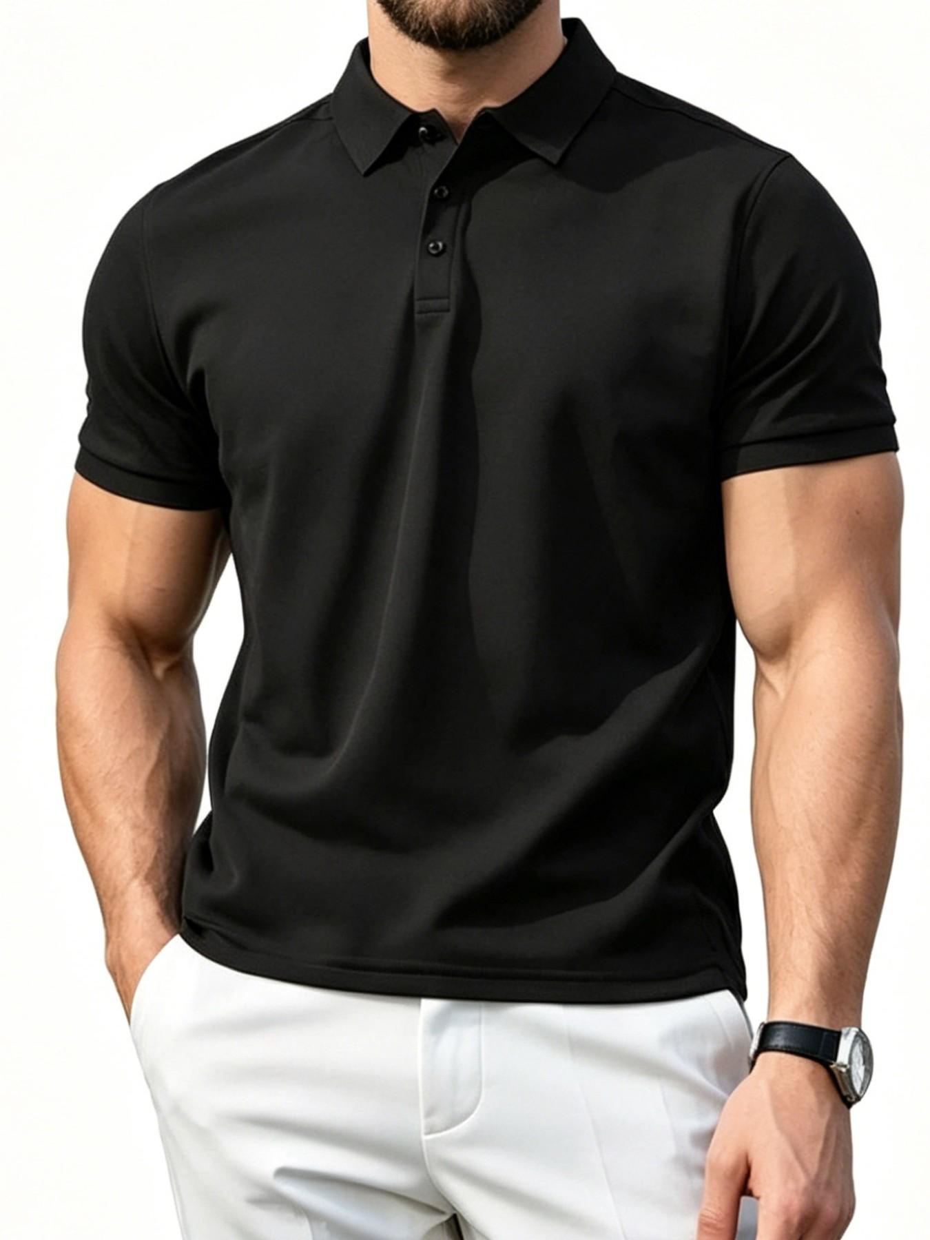 Unisex Short Sleeve T-Shirt, Solid Color Casual Polo Shirt, Breathable Quick Dry Workout Gear, Ideal for Sports, Running, Daily Wear