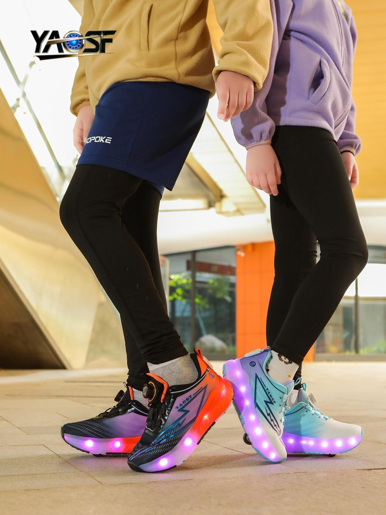 Yaosf Kids Skate Shoes LED Light Up, Shoes with Wheels, Unisex Roller Skates for Boys & Girls, Comfortable Outdoor Sports Shoes, Perfect Birthday Gift