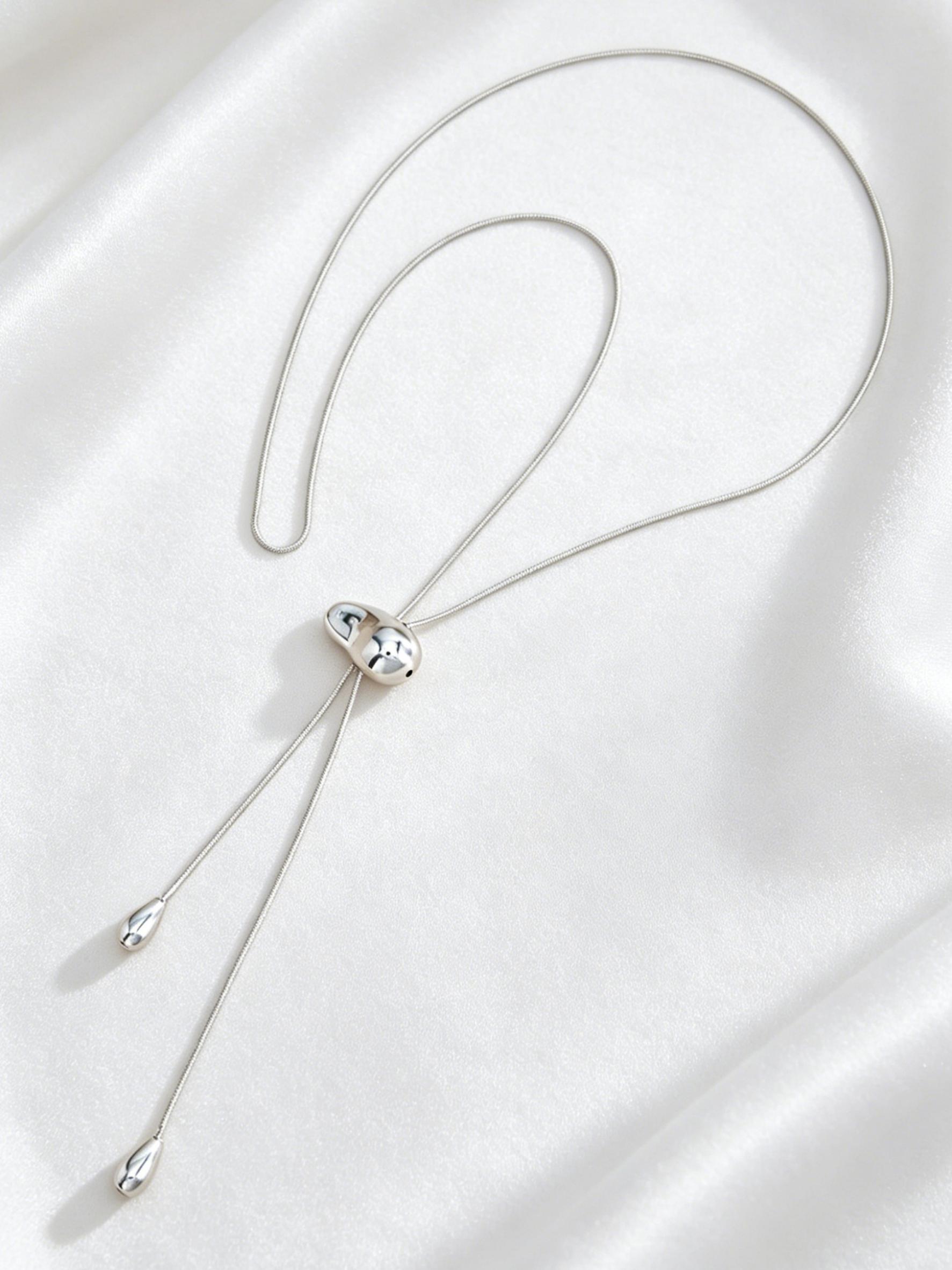 Boho Geometric Irregular Ccb Adjustable Length Fashion Long Necklace, Luxurious Casual Party Women's Versatile Metal Pendant Gift