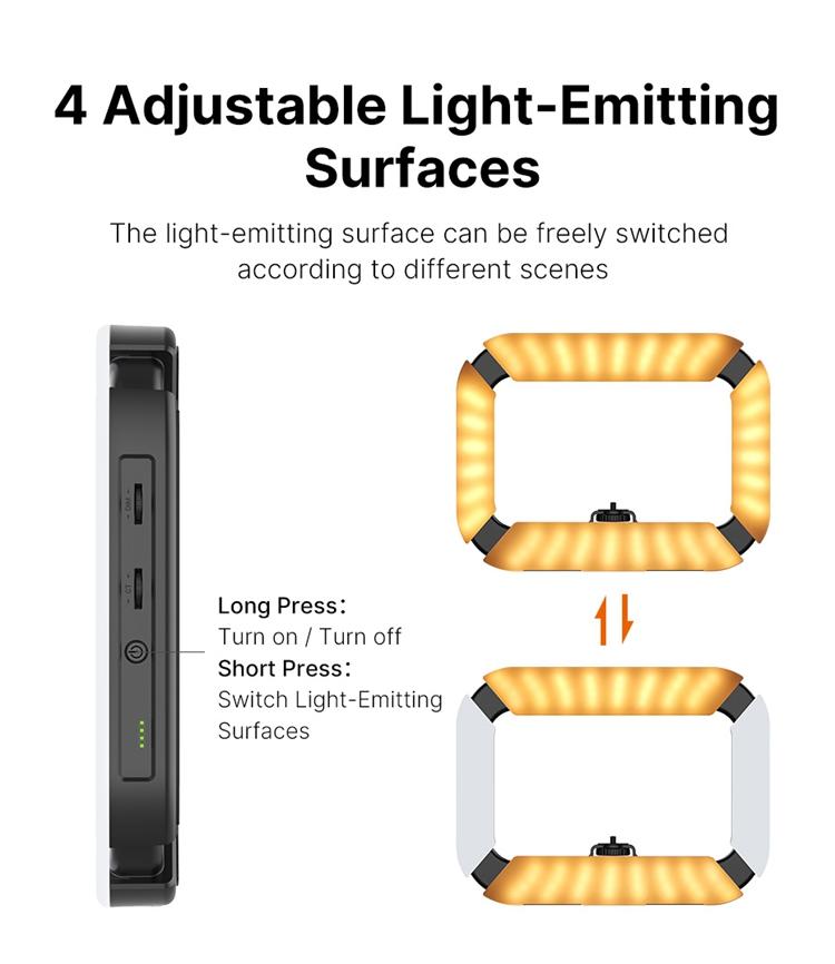 Ulanzi U200 Handheld Ring Light, Photography Led Video Rig BI-color Camera With phone clip cold shoe for Youtube Live Rig, Video Stabilizer for Camera, Smartphone, Action Camera, YouTube, Setup, Filmmaking, Makeup, Vlogging