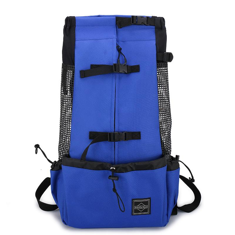 Breathable Polyester Dog Backpack Carrier, Washable Pet Rucksack for Outdoor Cycling and Hiking, Hands-Free Kitten Head-Out Pouch for Shopping and Travel, Available in Red and Blue