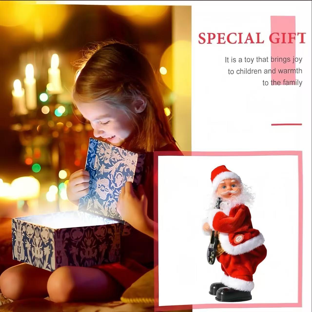 Electric Santa Claus, toys with music that sway the buttocks, guitar playing music, Christmas decorations, hip-hop Santa Claus, creative holiday gifts for singing and dancing, Battery Powered Ornament