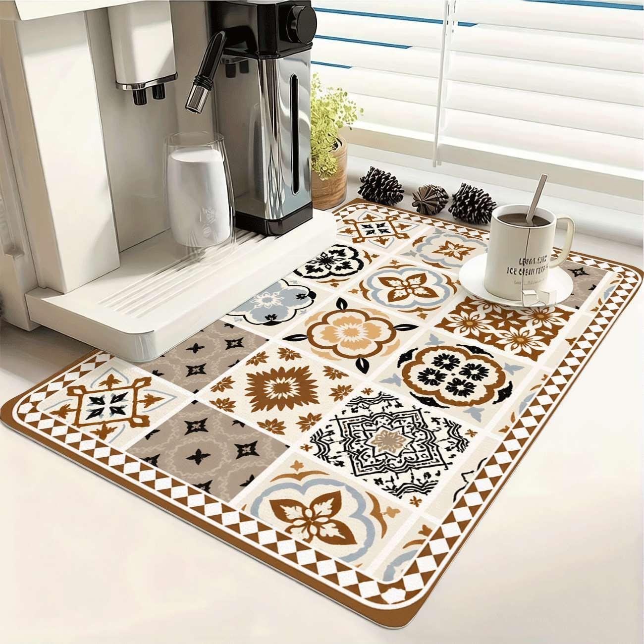 Multi-Functional Table Mat, Classic Plaid Print Rubber Coaster, Easy Clean, Water Absorbent, Non-Slip, Durable, Ideal for Kitchen and Bedroom
