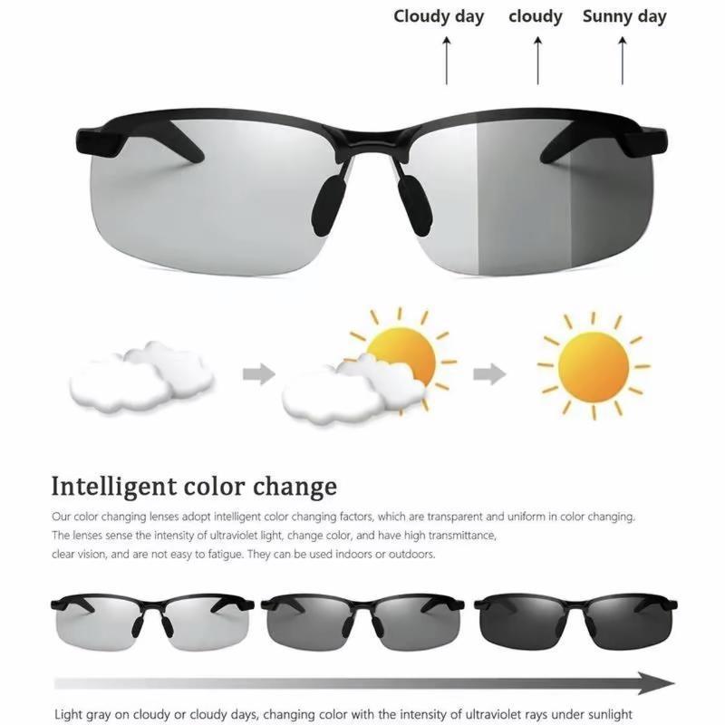 Fashionable Color Changing Glasses With Metal Frame And Color Changing Lenses, Perfect For Outdoor Activities, Vacations, Travel, Fishing, Photography Accessories For Men And Women Polarized Driving
