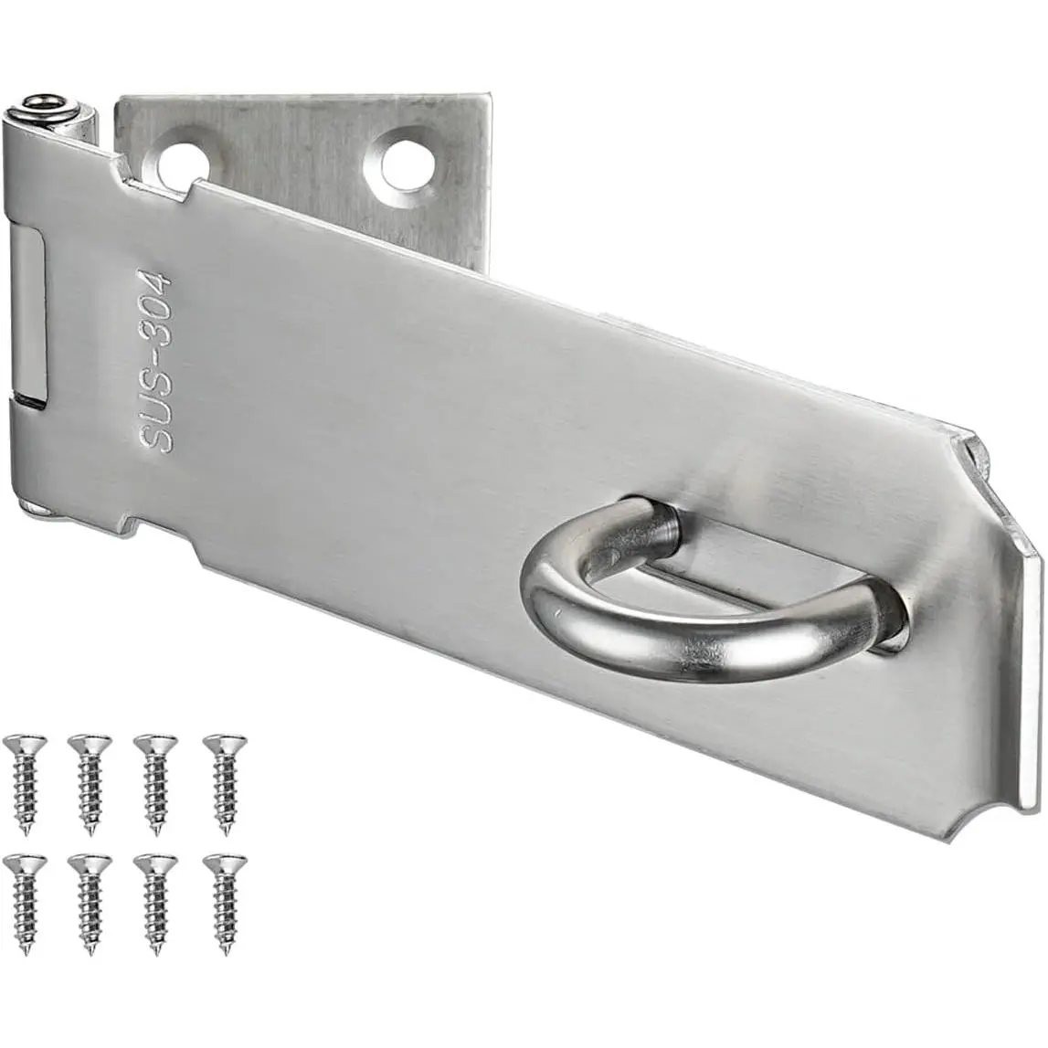 Door Hasp Latch Lock, 5 Inch 304 Stainless Steel Safety Packlock Clasp Thickness 1.9 mm, Brushed Steel, DL130-BN
