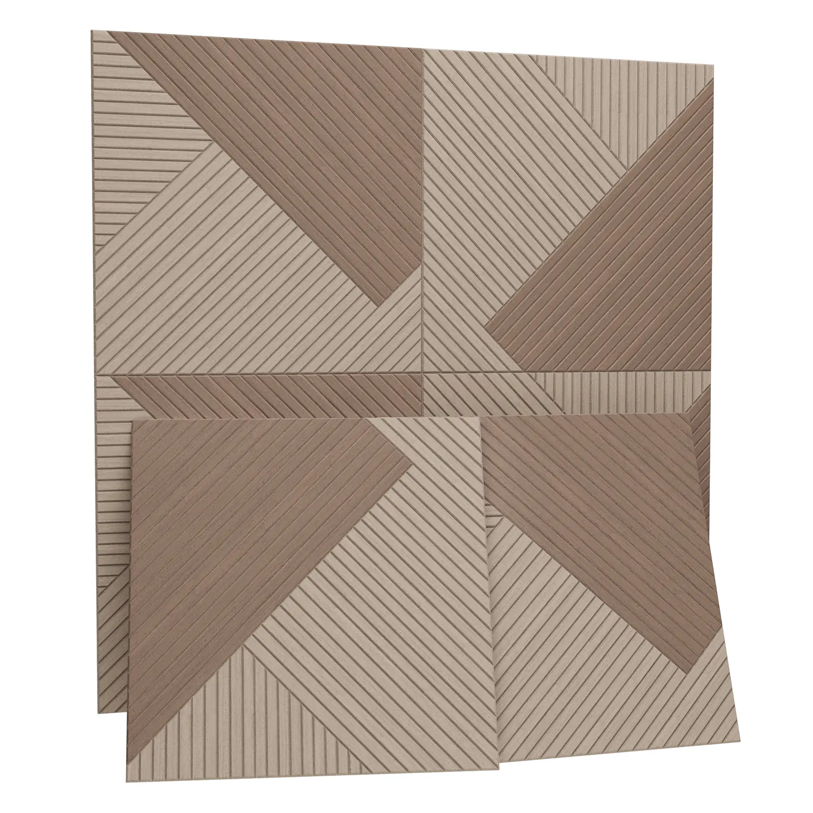 Wood Grain Look Acoustic Square Tiles (60x60cm) - Sound Absorption Polyester Fiber Boxed Sets, Easy-Install Noise Reduction Wall Panels for Home, Studio, 6/8/10 PCS