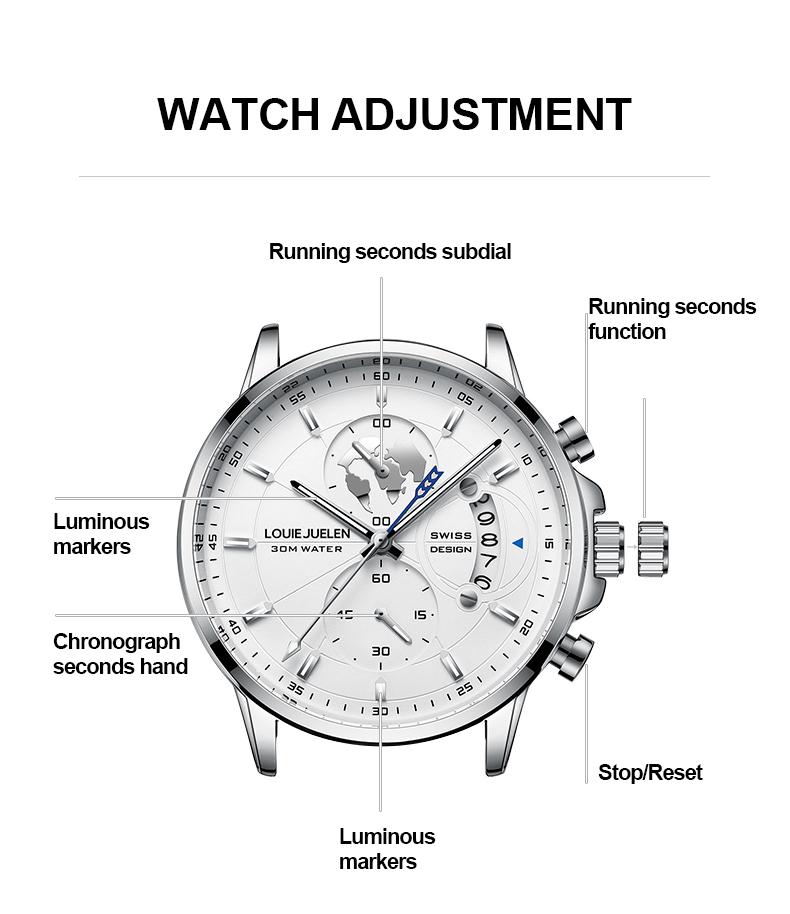 Elegant Men's Watch: Globe Design, 30m Water Resistance, Luminous Dial, Calendar & Chronograph | Stylish for Day & Business | Classic Timepiece Elegant Men's Watch: Globe Design, 30m Water Resistance, Luminous Dial, Calendar & Chronograph | Stylish for Day & Business | Classic Timepiece