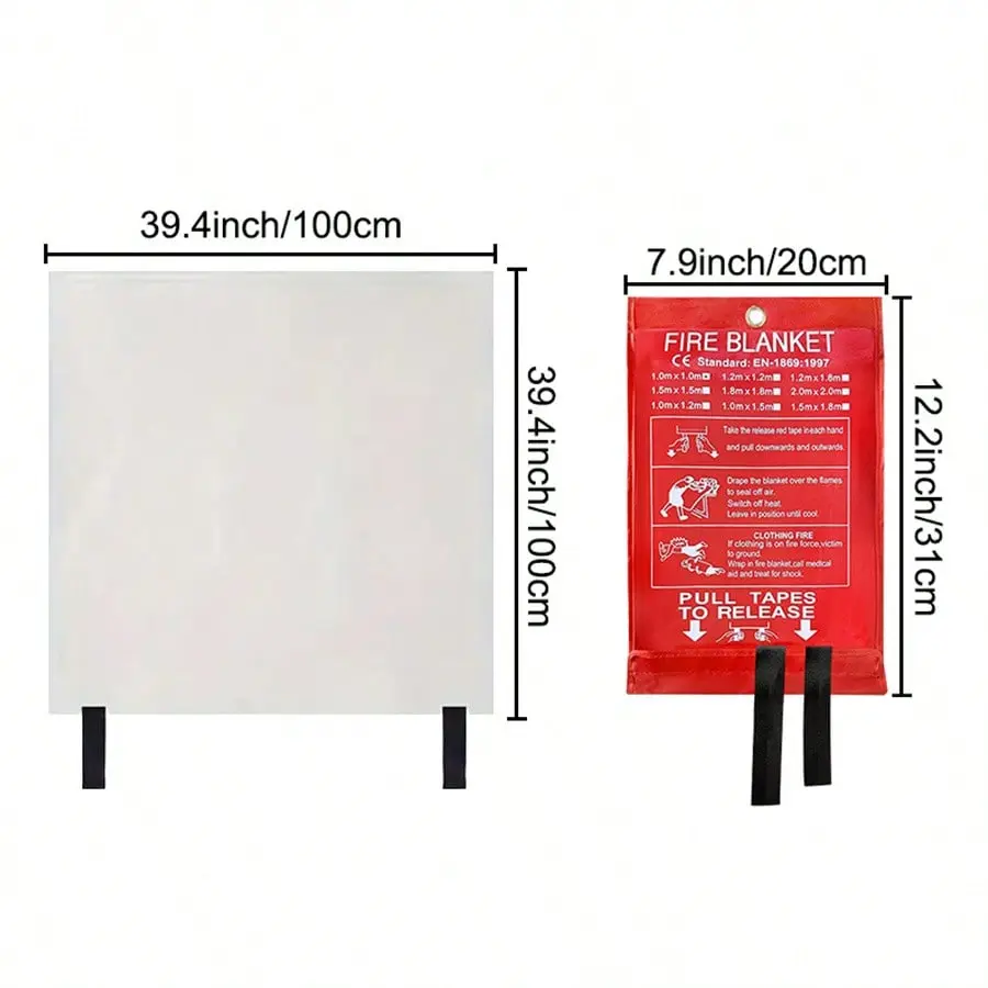 Emergency Fire Blanket For Home And Kitchen, High Heat Resistant Fire Blanket For Home Safety And Camping