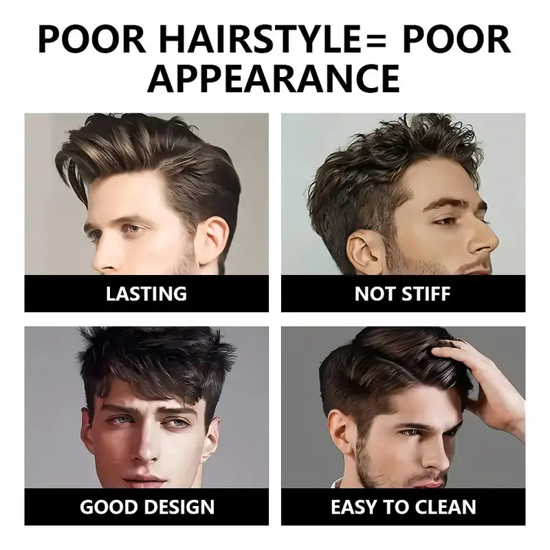 Men's Strong Hold Hair Clay, Matte Finish, Long-Lasting Hold, Non-Greasy, Natural Textured Look, Suitable for Short Hair Curls, Balm, Natural Messy Texture, Texturizing Product, Haircare, Hair Styling Products, Styling Matte Paste