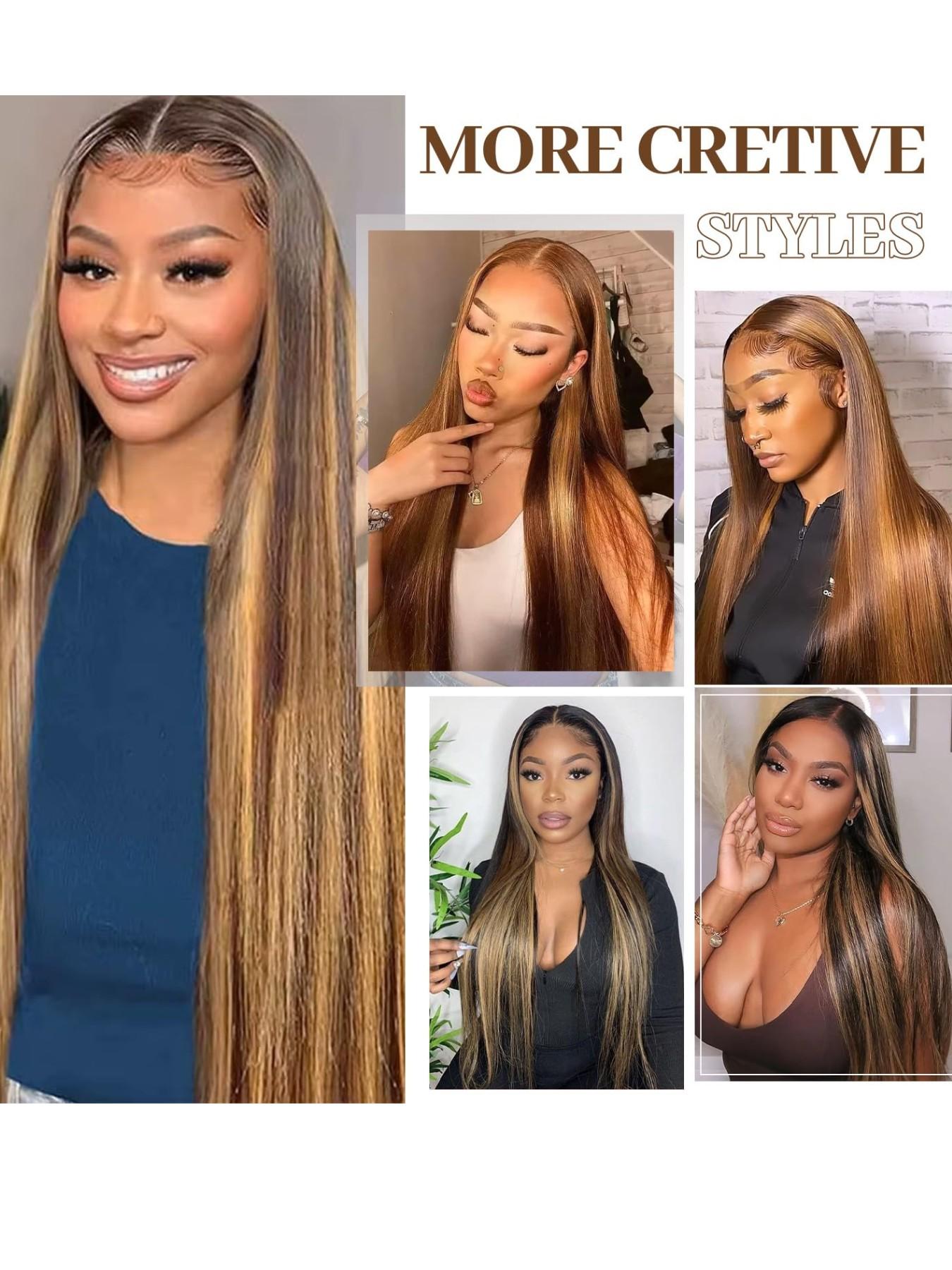100% Human Hair Extensions, 14-24 Inches Natural Color, Invisible Clip-In Hair Pieces, Women's Hair Extension Set, Real Hair Clips, Straight Natural Hair