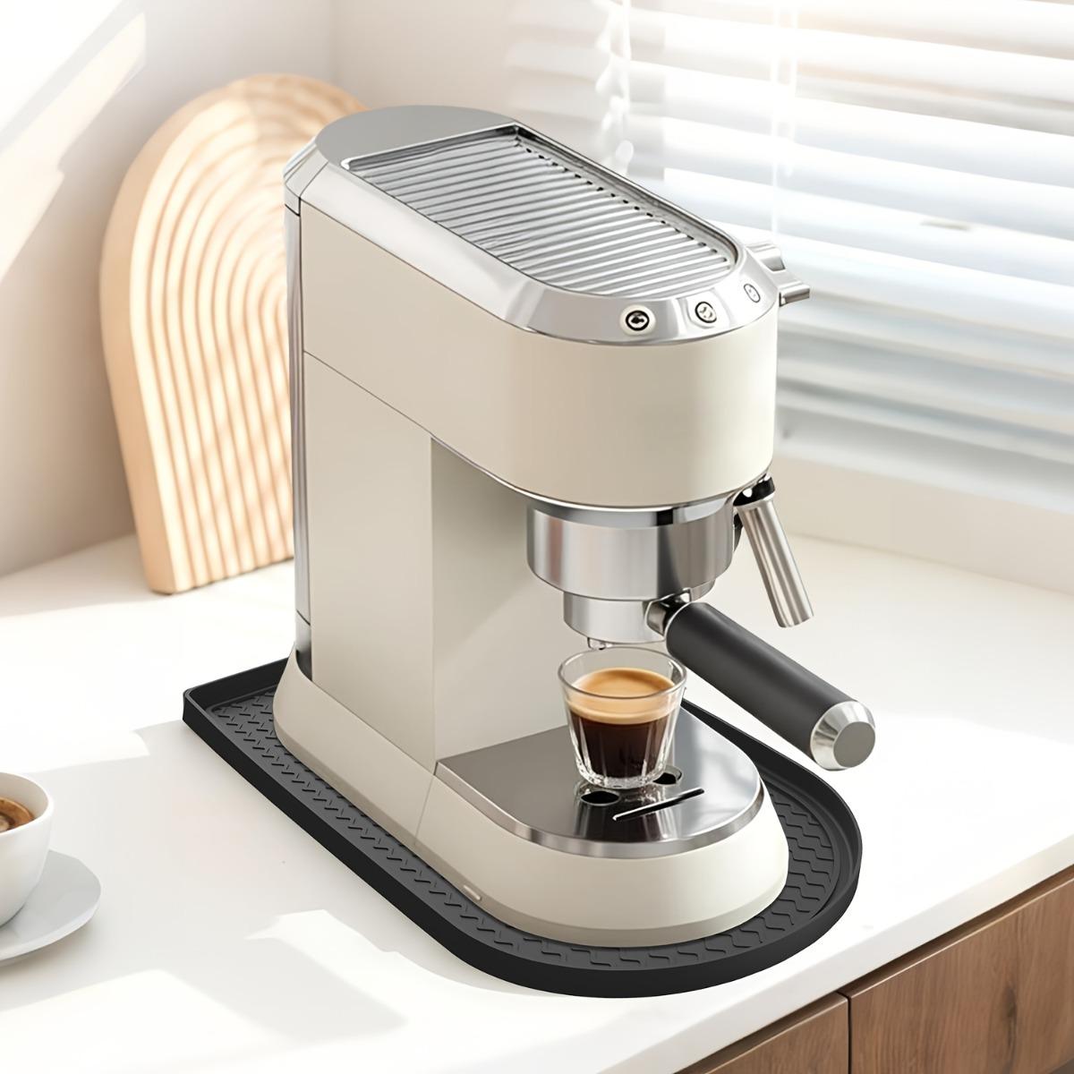 1PC Coffee Machine Countertop Silicone Mat, Non-Slip Kitchen Appliance Base Pad with Raised Edge to Contain Water and Coffee Spills, Durable Protective Mat for Coffee Maker, Juicer and Mixer